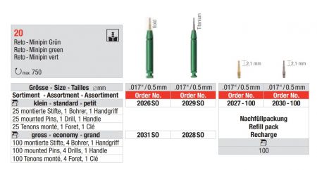 Reto-Minipin Titan .017 Nachfüllpackung