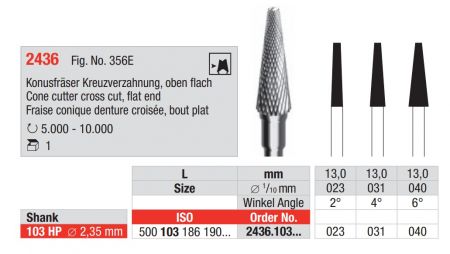 Konusfräser Kreuzverzahnung Oben flach - HP kurz