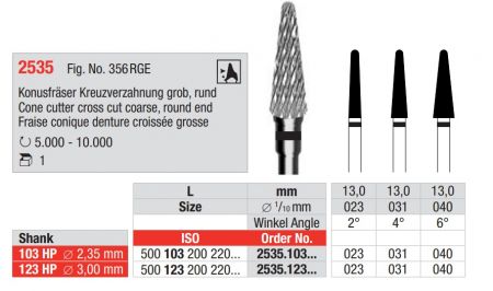 Konusfräser Kreuzverzahnung Oben rund, grob