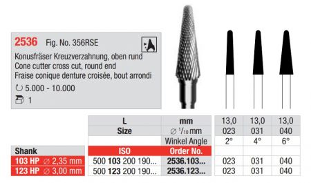 Konusfräser Kreuzverzahnung Oben rund - HP kurz