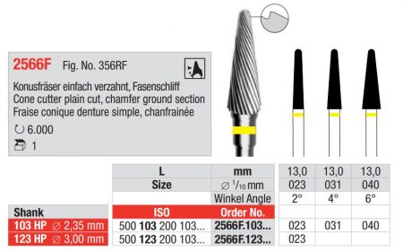 Konusfräser Fasenschliff Oben rund - HP kurz