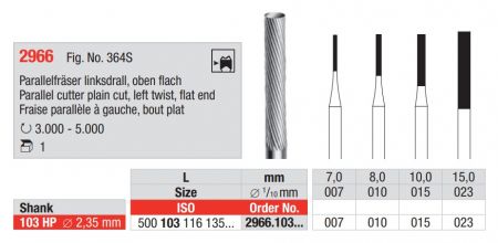 Parallelfräser einfach verz. Linksdrall, o. flach - HP kurz