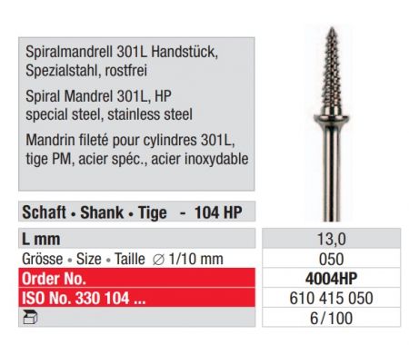 Schraubmandrell 305 RF / 050 MDR