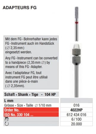 FG-Bohrerhalter mit Spann- schraube für HP