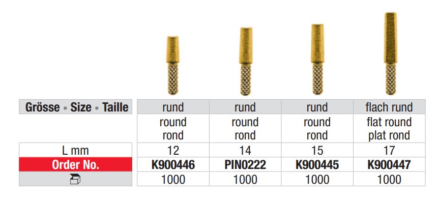 Konische Pins, rund