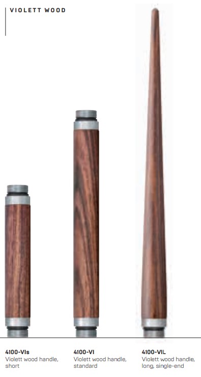Wooden handle in violett wood, long (single end)