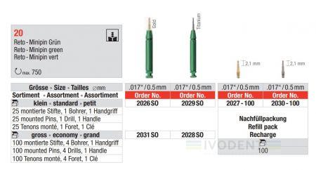 Reto-Minipin Gold .017 Sortiment - gross