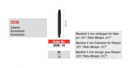 Mandrell 4 mm verlängert für Retopin .021 & Reto-Minipin